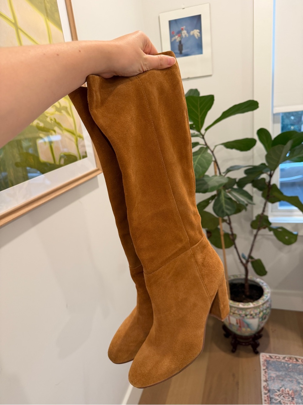 Chinese Laundry Tall Over-the-Knee Suede Boots in Cognac